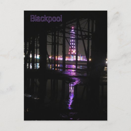 ブラックプール塔の水に映る  ポストカード (正面)