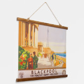 ブラックプール英国鉄道ヴィンテージ旅行ポスター 吊り下げ型タペストリー (傾斜あり)