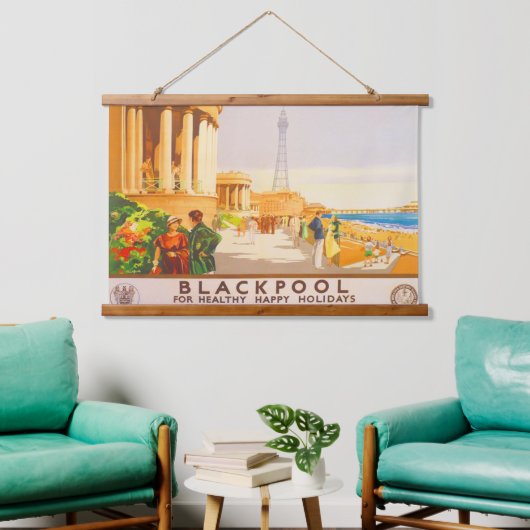 ブラックプール英国鉄道ヴィンテージ旅行ポスター 吊り下げ型タペストリー (リビング)