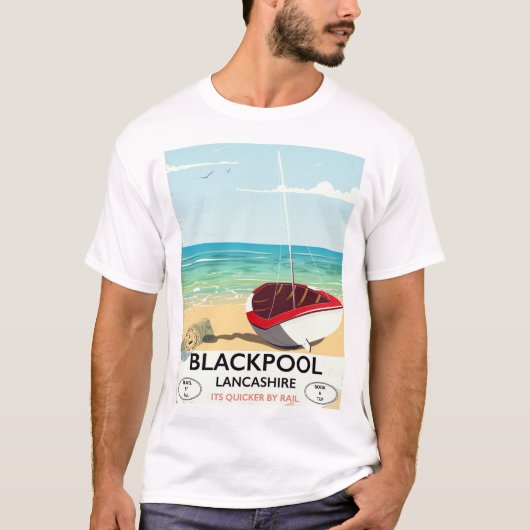 ブラックプール、ランカシャー、鉄道ポスター Tシャツ (正面)