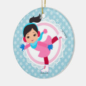ブラックヘアアイススケーター – Winter Sportsスケートで滑る セラミックオーナメント (左)
