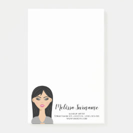 ブラックヘアガールイラストレーションカスタムメイクアップアーティスト ポストイット