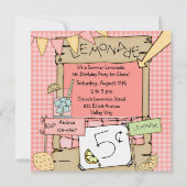 ブラックヘアガールサマーレモネード誕生日招待状 招待状 (裏面)