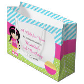 ブラックヘアガールスリープバースランバーパーティー誕生日 ラージペーパーバッグ (正面アングル)