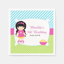 ブラックヘアガールスリープバースランバーパーティー スタンダードカクテルナプキン