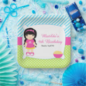 ブラックヘアガールスリープバースランバーパーティー ペーパープレート (パーティー)