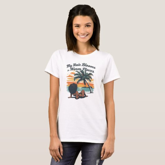 ブラックヘアサマービーチアフロカスタムTシャツ Tシャツ (正面フル)
