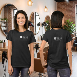 ブラックヘアスタイリスト ビジネス ロゴ エンプロイ ネーム Tシャツ