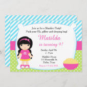 ブラックヘアスリープバースランバーパーティー誕生日 招待状 (正面/裏面)