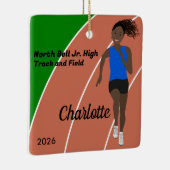 ブラックヘアトラック&フィールドガールブルーブラック セラミックオーナメント (右)