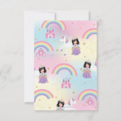 ブラックヘアプリンセスアンドレインボーユニコーン誕生日 サンキューカード (裏面)