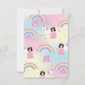 ブラックヘアプリンセスアンドレインボーユニコーン誕生日 サンキューカード (裏面)