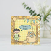 ブラックヘアボーイサマーレモネード誕生日招待状 招待状 (スタンド正面)