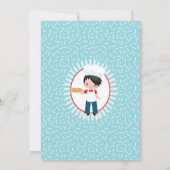 ブラックヘアボーイピザパーティー誕生日 招待状 (裏面)