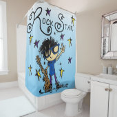 ブラックヘアボーイロックスターミュージック シャワーカーテン (インサイチュ)