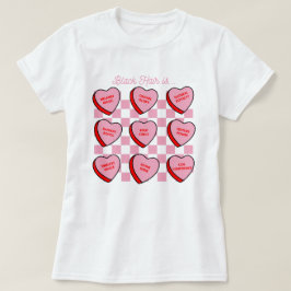 ブラックヘアラブ バレンタインのキャンディハートTシャツ Tシャツ