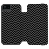 ブラックヘリンボーンiPhone 5ウォレットケース Incipio iPhoneウォレットケース (フォリオ Open)
