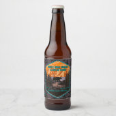 ブラックベアの自然と山並み ブルー ビールラベル (正面)