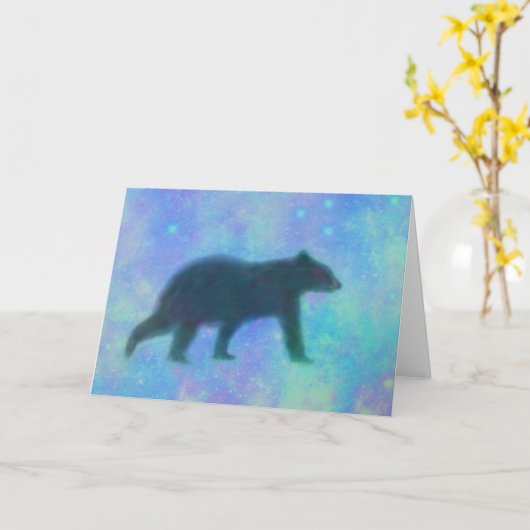 ブラックベアアンドスターズ誕生日 カード (黄色い花)