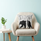 ブラックベアアンドディアー樺の木フォレスト装飾用クッション クッション (椅子)