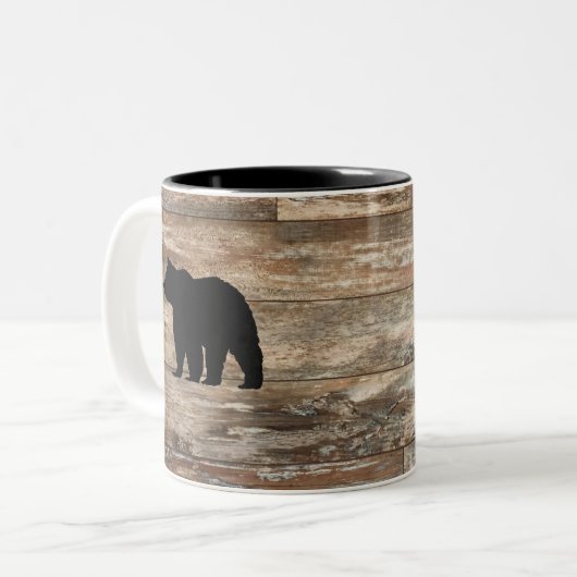 ブラックベアウッド絵画ズ素朴スタイル ツートーンマグカップ (正面左)