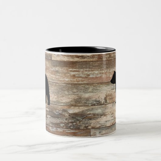 ブラックベアウッド絵画ズ素朴スタイル ツートーンマグカップ (中央)