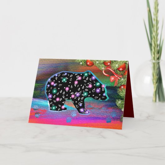 ブラックベアスピリットノーザンライトがクリスマスを彩る シーズンカード (正面)