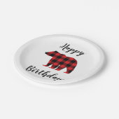 ブラックベアハッピーバースデーキャンパー紙プレート ペーパープレート (アングル)