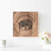 ブラックベアファミリーネームウッドキャビ素朴ンハウス ラージ壁時計 (ホーム)