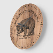 ブラックベアファミリーネームウッドキャビ素朴ンハウス ラージ壁時計 (傾斜)
