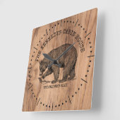 ブラックベアファミリーネームウッドキャビ素朴ンハウス ラージ壁時計 (傾斜)