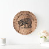 ブラックベアファミリーネームウッドキャビ素朴ンハウス ラージ壁時計 (ホーム)
