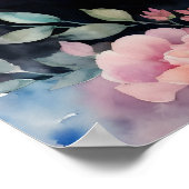 ブラックベアフローラ水彩ポートレート ポスター (角)