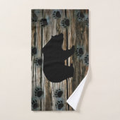 ブラックベアブラックベアポーズウッ素朴ド ハンドタオル (ハンドタオル)