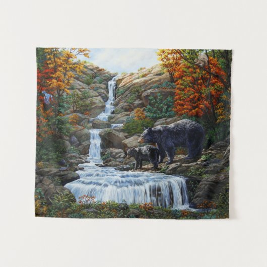 ブラックベアマザー&クブウォーターフォール タペストリー (正面(横))