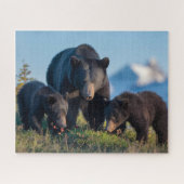 ブラックベアママママアンドベビーベアーカブ ジグソーパズル (横)
