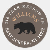 ブラックベアラウンド素朴差出人住所ラベル ラウンドシール (正面)