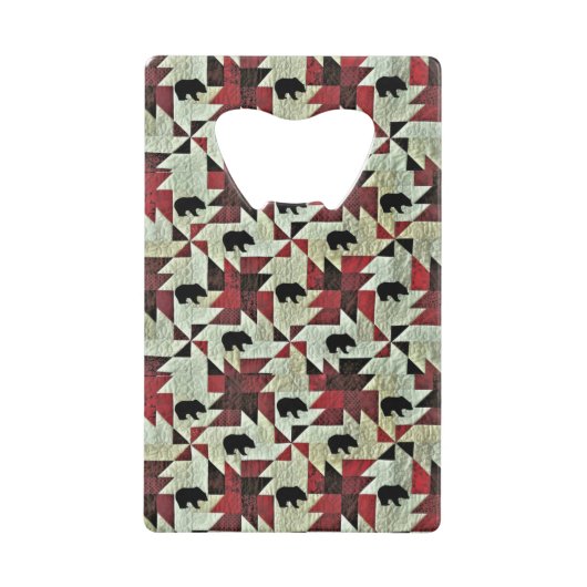 ブラックベアラキルト クレジットカード栓抜き (正面)