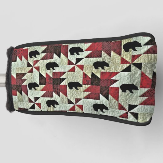 ブラックベアラキルト ゴルフヘッドカバー (正面)