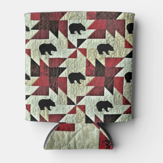 ブラックベアラキルト 缶クーラー (正面)