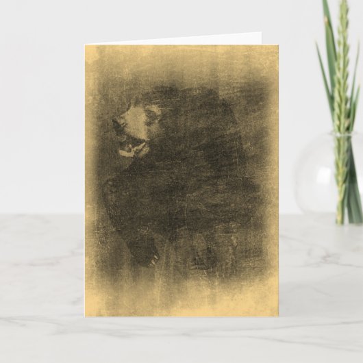 ブラックベアヴィンテージアートグリーティングカード カード (正面)
