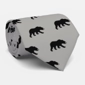 ブラックベアーシルエットのパターン |ワイルドライフグレー ネクタイ (ロール)