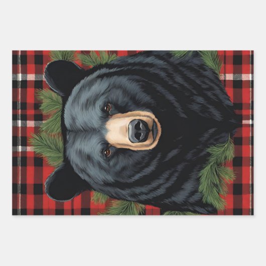 ブラックベアーシルエット ラッピングペーパーシート (正面)