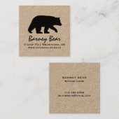 ブラックベアーシルエット |野生生物シンプルグラフィック スクエア名刺 (正面/裏面)