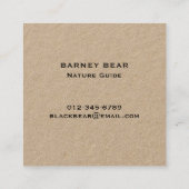 ブラックベアーシルエット |野生生物シンプルグラフィック スクエア名刺 (裏面)