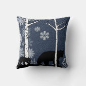 ブラックベアーズインウィンター樺の木フォレスト装飾用クッション クッション (裏面)