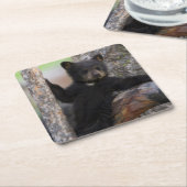 ブラックベアーズキューブラウンジ スクエアペーパーコースター (アングル)