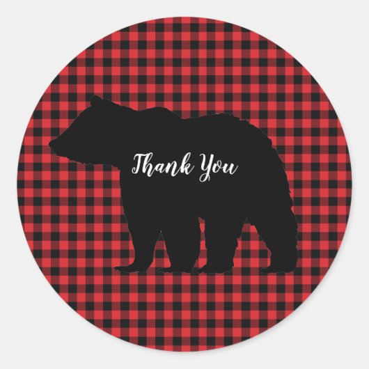 ブラックベアーバッファローチェックステッカー ラウンドシール (正面)