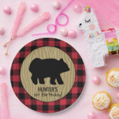 ブラックベアーバッファロープレイドランバージャックプレート ペーパープレート (パーティー)