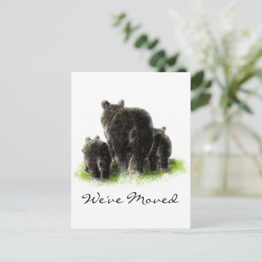 ブラックベアーファミリー動物自然アドレス新しいホーム 案内ポストカード (スタンド正面)